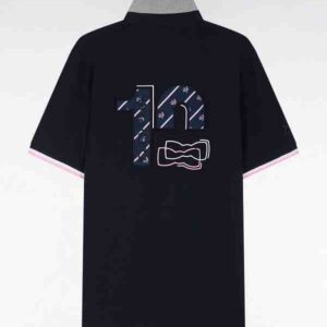 Maillot à manches courtes EDEN PARK en coton marine et gris broderie dos 05WS