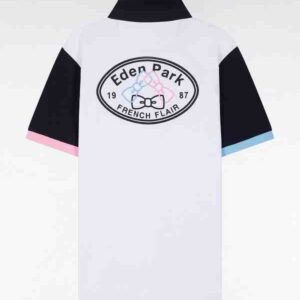 Maillot à manches courtes EDEN PARK en jersey de coton blanc broderie dos 05WM