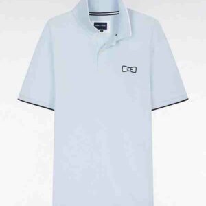 Polo à manches courtes EDEN PARK en coton ciel broderie ton sur ton coupe décontractée 05X0