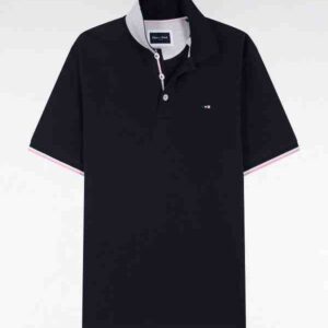 Polo à manches courtes EDEN PARK en coton marine col contrasté 05WZ