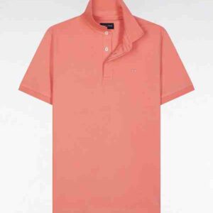 Polo à manches courtes EDEN PARK en piqué coton stretch rose saumon coupe ajustée 05WT