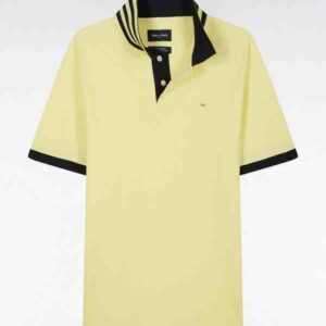 Polo à manches courtes EDEN PARK en piqué de coton Pima jaune dessous de col cerclé 05WW