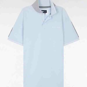 Polo à manches courtes uni en coton ciel inscription Eden Park 05X2