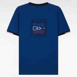 T-shirt EDEN PARK en coton bleu broderie dos coupe droite 05XE