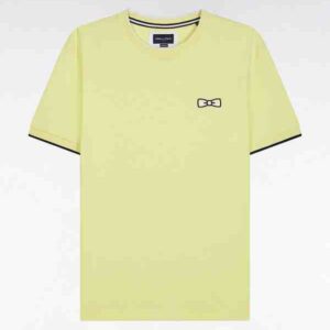 T-shirt EDEN PARK en coton jaune broderie nœud papillon coupe décontractée 05XP