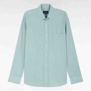 Chemise en lin vert d'eau unie EDEN PARK 05W8