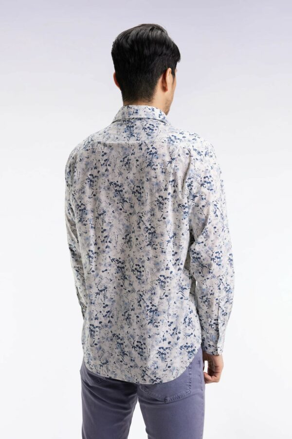 Chemise à imprimé floral EDEN PARK en coton gris clair coupe droite 068A – Image 3