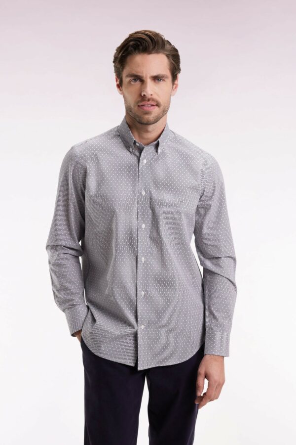 Chemise en coton EDEN PARK à micro-motifs nœuds papillon bleus coupe droite 0686