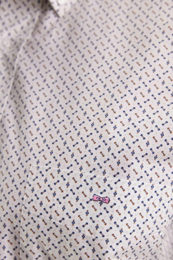 Chemise en coton blanc EDEN PARK à micro-motifs nœuds papillon coupe droite 0687 – Image 3