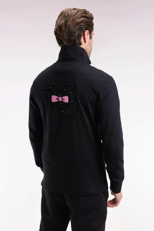 Maillot à manches longues EDEN PARK en jersey de coton épais noir broderie nœud papillon 068U – Image 2