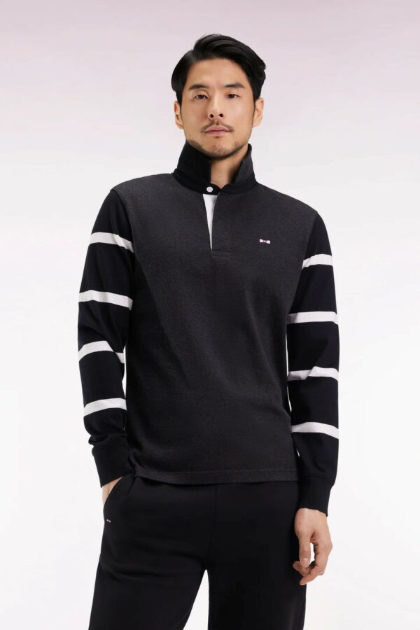 Maillot à manches longues EDEN PARK en jersey épais gris manches rayées 068V