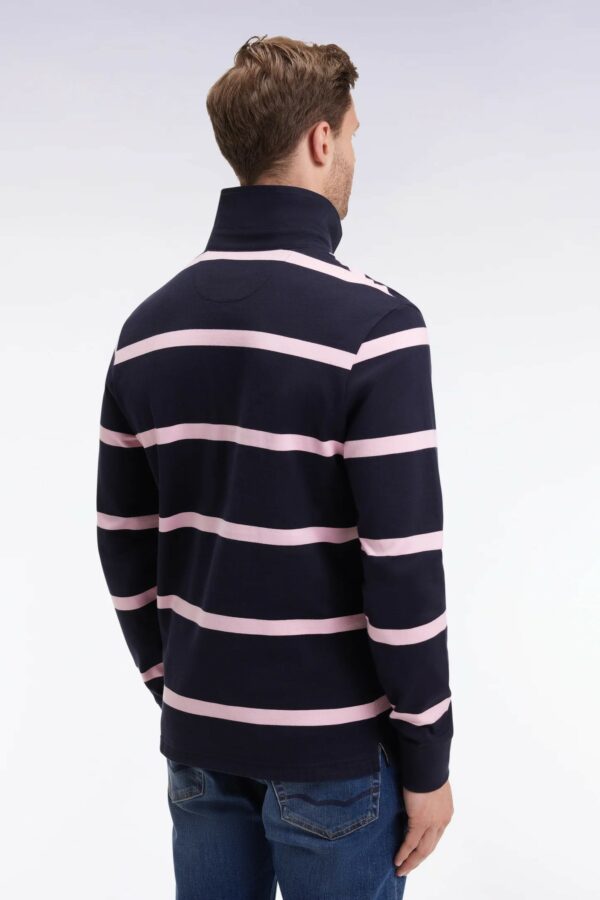 Maillot manches longues EDEN PARK en jersey de coton marine à rayures roses 068T – Image 3