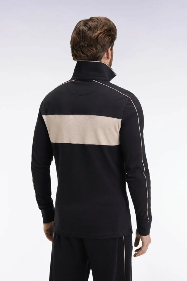 Polo tricolore à manches longues EDEN PARK en coton stretch noir 0692 – Image 3