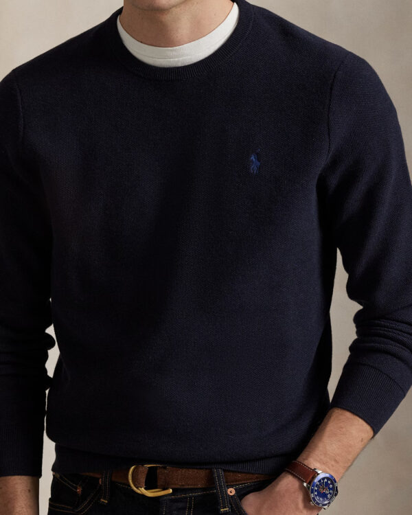 Pull à col rond RALPH LAUREN en coton piqué 05S1 – Image 2