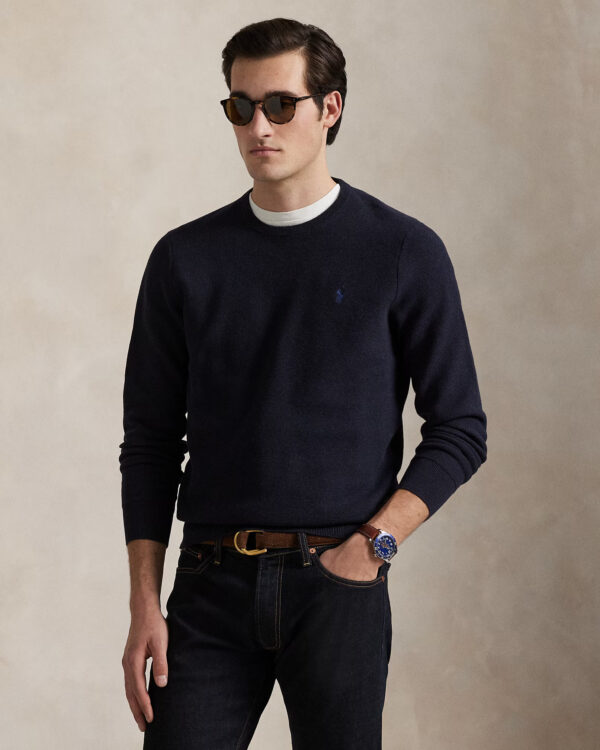 Pull à col rond RALPH LAUREN en coton piqué 05S1