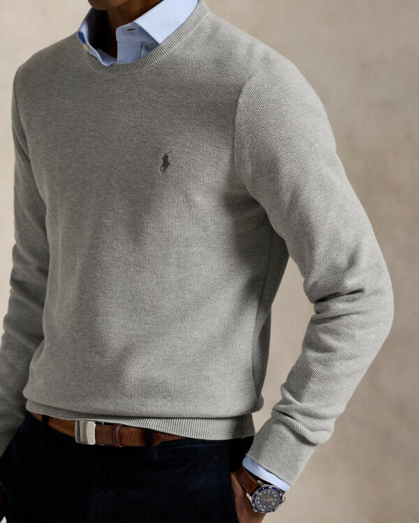 Pull à col rond RALPH LAUREN en coton piqué 06BP