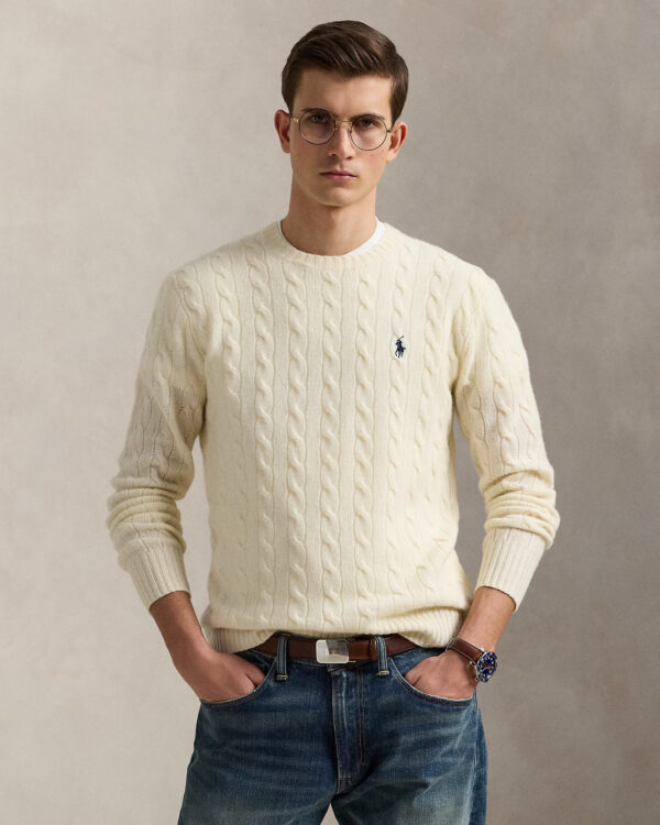 Pull à torsades RALPH LAUREN en laine et cachemire 05U8 – Image 2