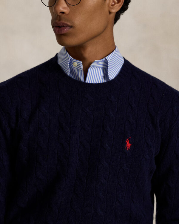 Pull à torsades RALPH LAUREN en laine et cachemire 06BK