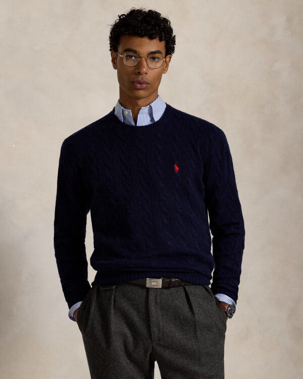 Pull à torsades RALPH LAUREN en laine et cachemire 06BK – Image 2