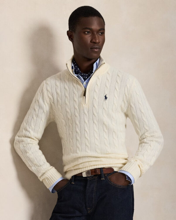 Pull à torsades RALPH LAUREN en laine et cachemire 06BL – Image 2