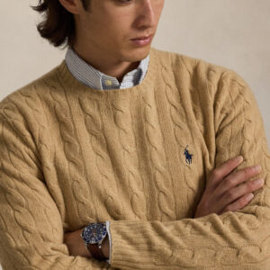 Pull à torsades RALPH LAUREN en laine et cachemire 06BN