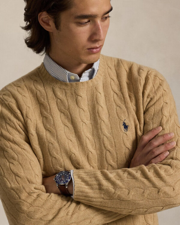 Pull à torsades RALPH LAUREN en laine et cachemire 06BN