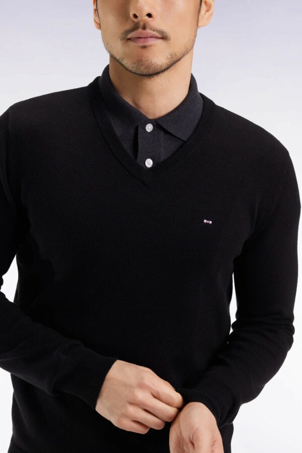 Pull col V EDEN PARK en laine et coton noir 0699 – Image 2
