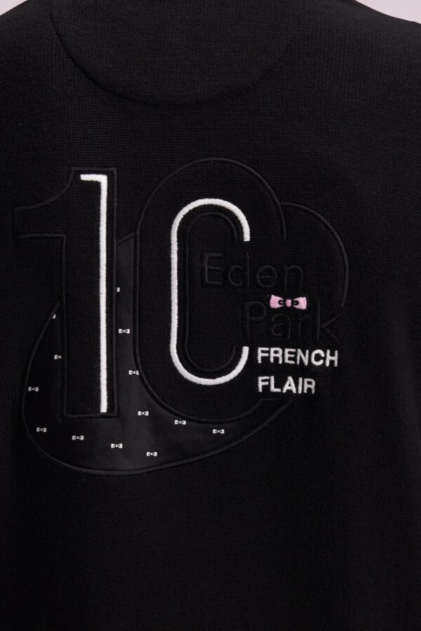 Pull col camionneur EDEN PARK en coton noir broderie dos 069J – Image 3