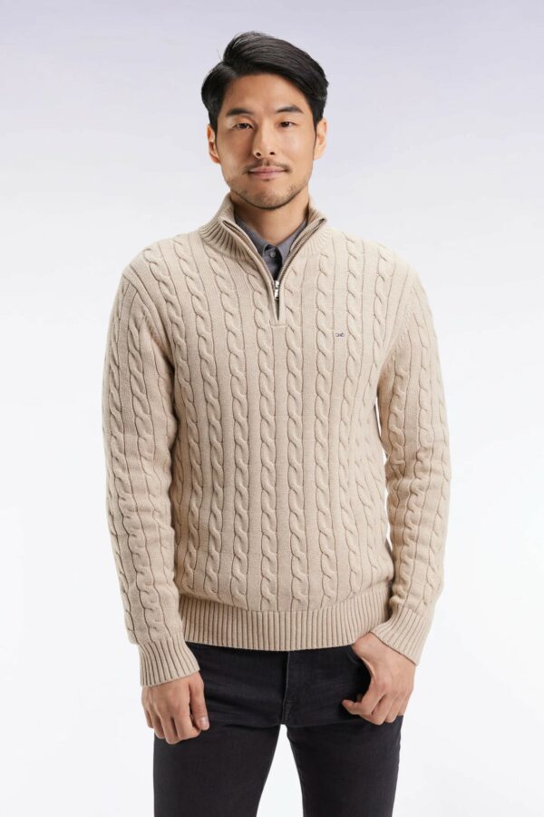 Pull col camionneur EDEN PARK en coton torsadé beige 069H