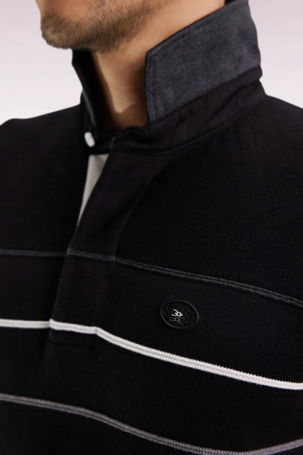 Pull col maillot EDEN PARK en coton noir dos brodé 069B – Image 2