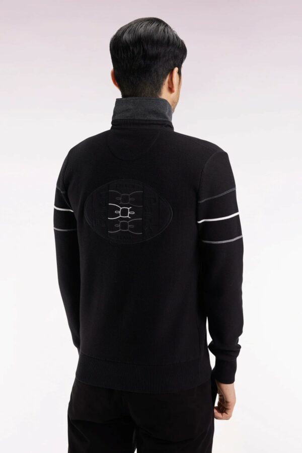 Pull col maillot EDEN PARK en coton noir dos brodé 069B – Image 3