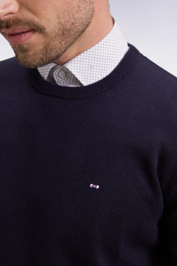 Pull col rond en laine et coton marine EDEN PARK 0697 – Image 2