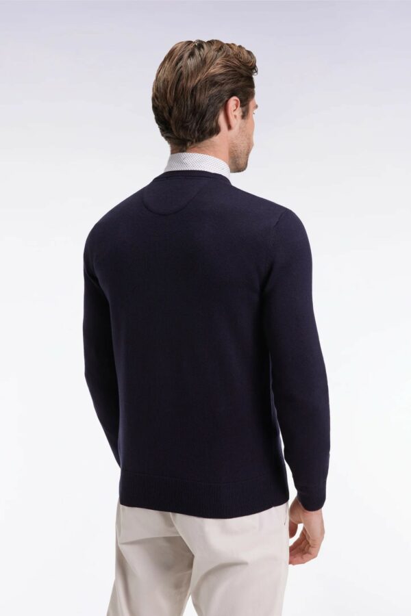 Pull col rond en laine et coton marine EDEN PARK 0697 – Image 3