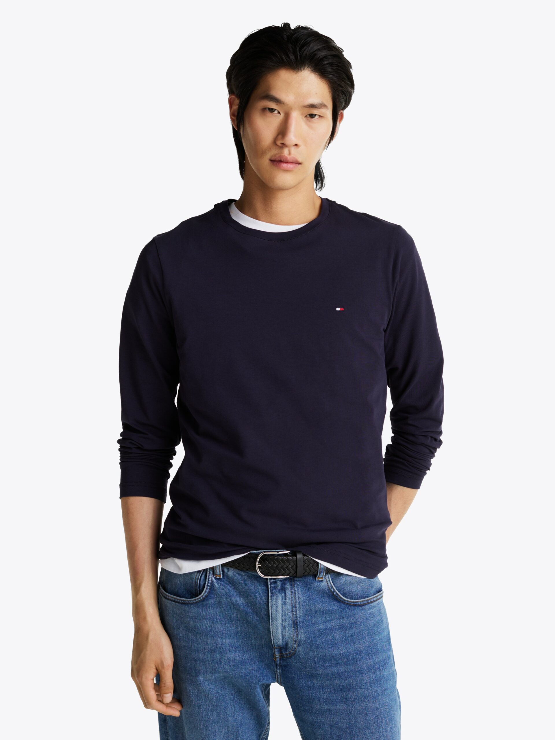 T-shirt TH ajusté en jersey à manches longues 066P