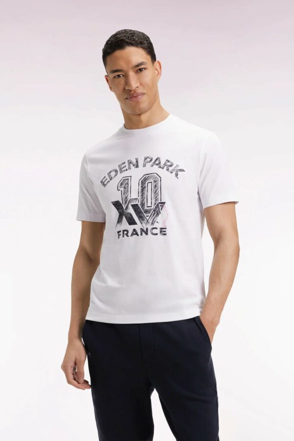 T-shirt à manches EDEN PARK courtes blanc sérigraphie XV de France 069R