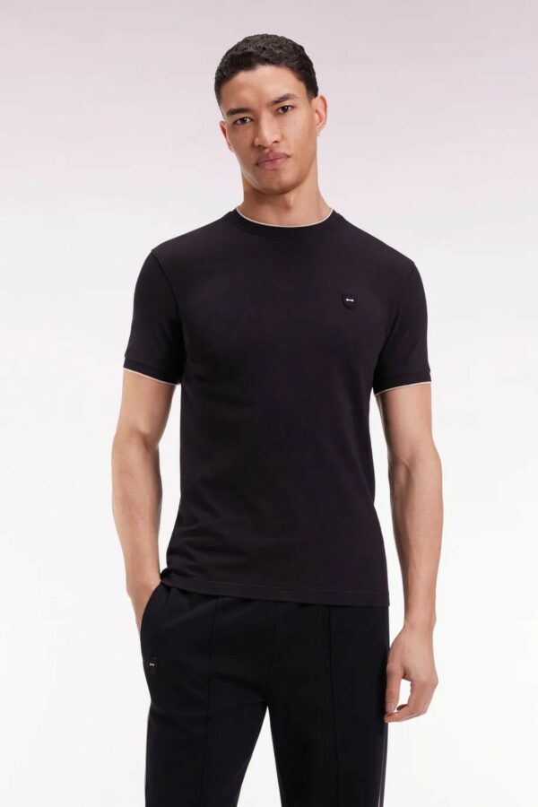 T-shirt à manches courtes EDEN PARK en coton stretch noir 069N