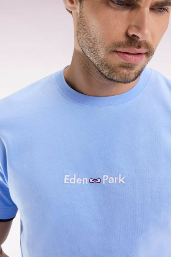 T-shirt à manches courtes broderie Eden Park en coton ciel 069M – Image 2