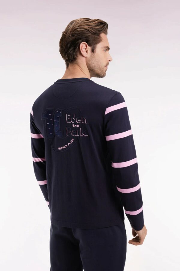 T-shirt à manches longues EDEN PARK en coton marine à manches rayées 069U – Image 3