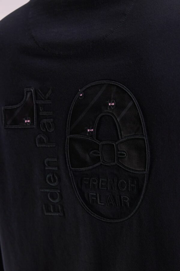 T-shirt col rond EDEN PARK à manches longues en coton noir 069T – Image 3