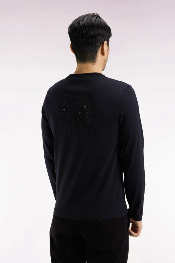 T-shirt col rond EDEN PARK à manches longues en coton noir 069T – Image 2