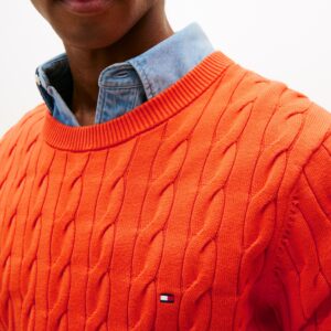 Pull TH en maille torsadée à drapeau brodé 0661