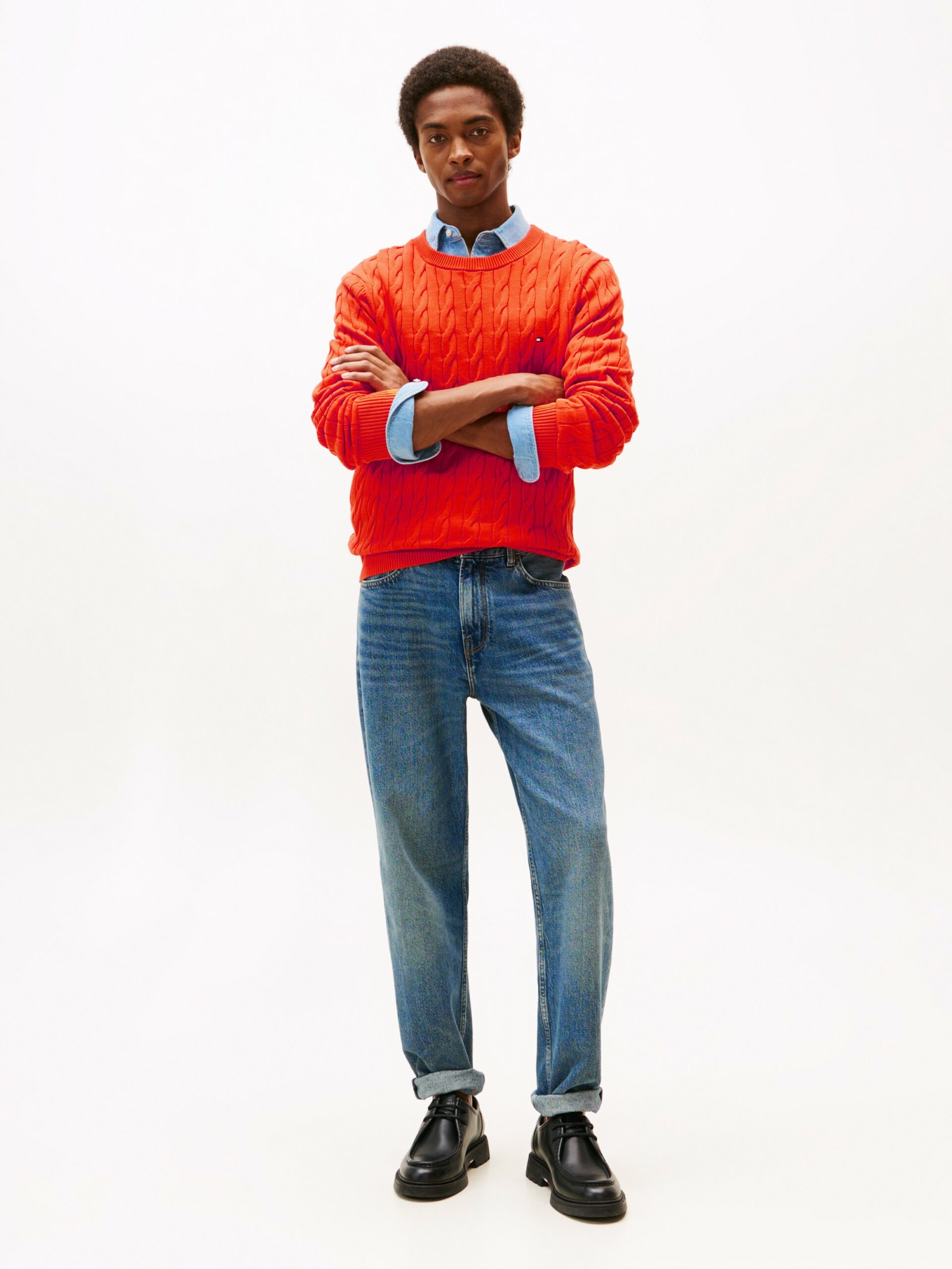 Pull TH en maille torsadée à drapeau brodé 0661 – Image 2