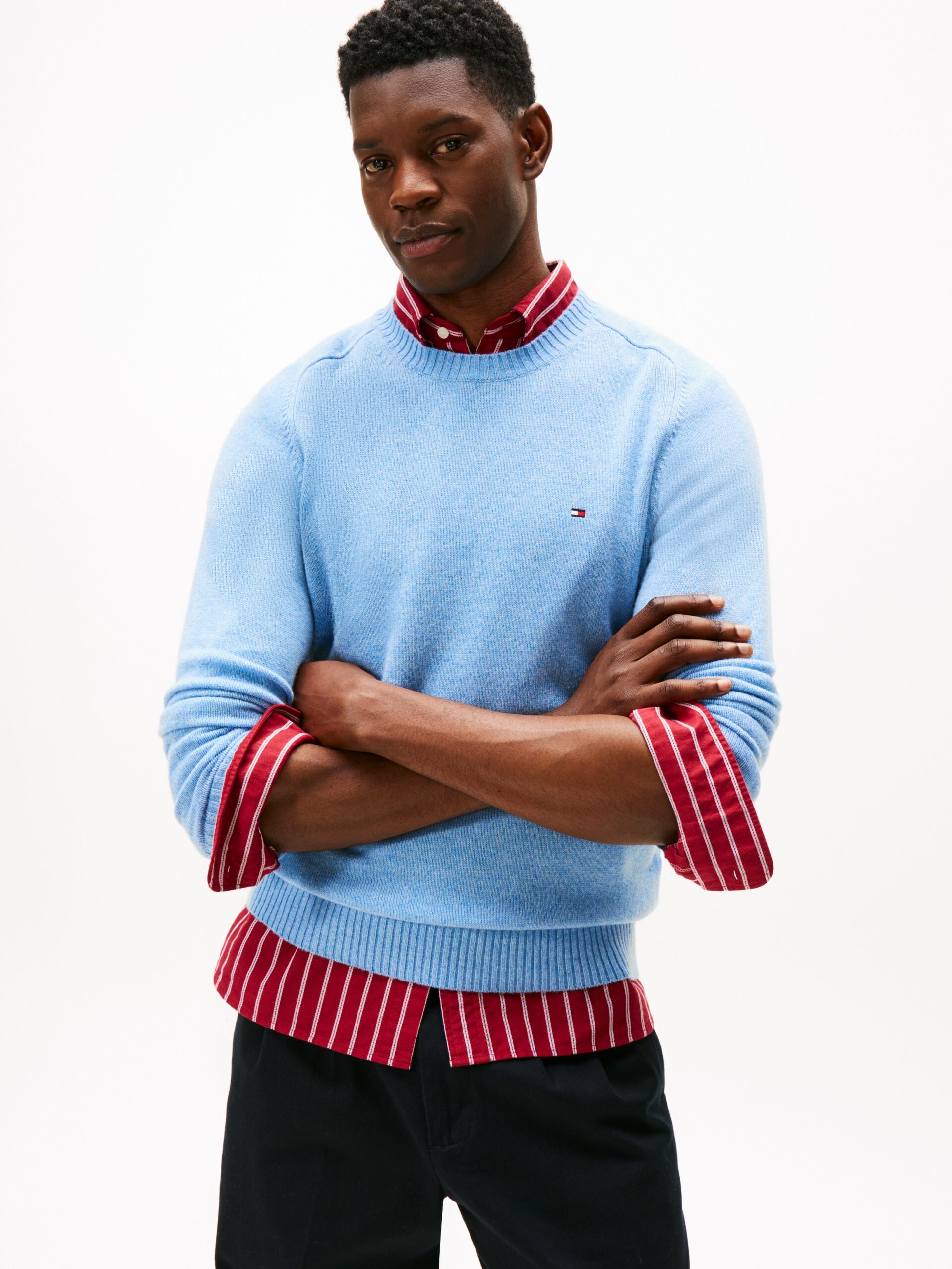 Pull TH en pure laine d'agneau à col ras-du-cou 0674