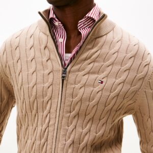 Pull zippé TH en maille torsadée 0663