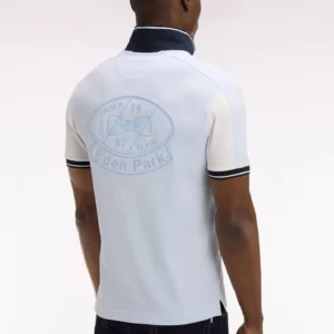 Polo à manches courtes EDEN PARK en coton ciel brodé 06FS
