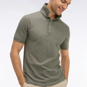 Polo à manches courtes EDEN PARK en coton kaki 06FL