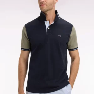 Polo à manches courtes EDEN PARK en coton marine et kaki 06FQ