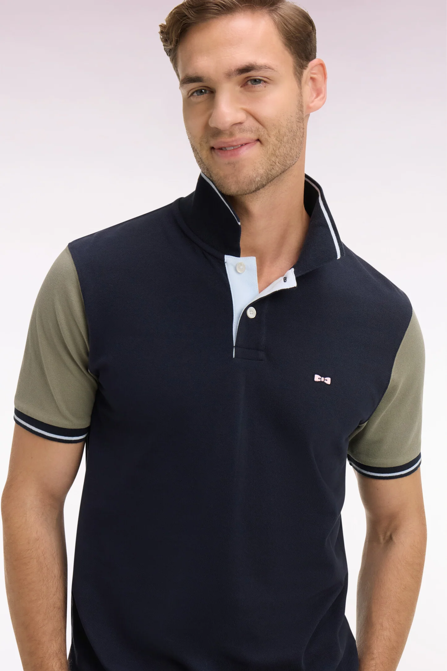 Polo à manches courtes EDEN PARK en coton marine et kaki 06FQ – Image 2