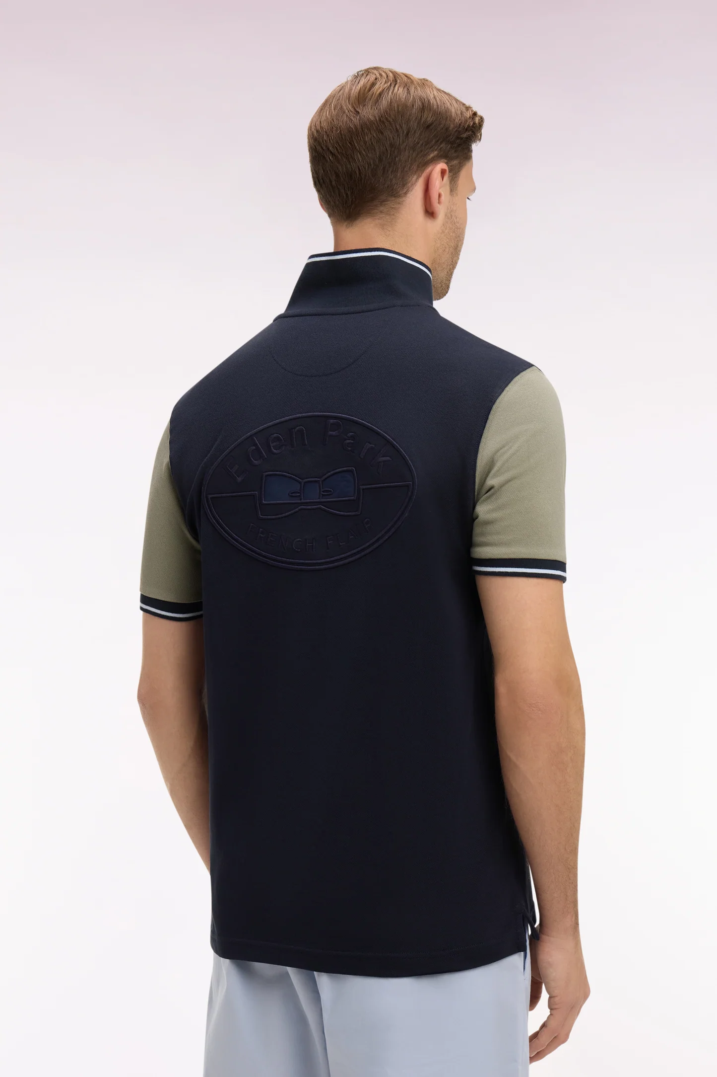 Polo à manches courtes EDEN PARK en coton marine et kaki 06FQ – Image 4