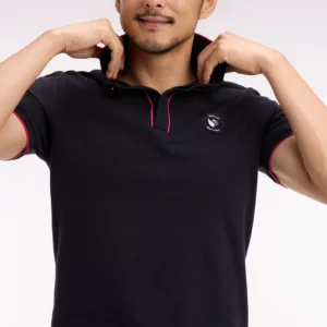 Polo à manches courtes EDEN PARK en coton noir New Zealand 06FU